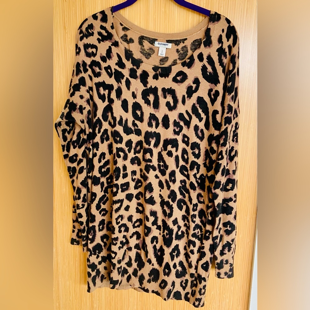Leopard Print Pullover Sweater - Brown and Black